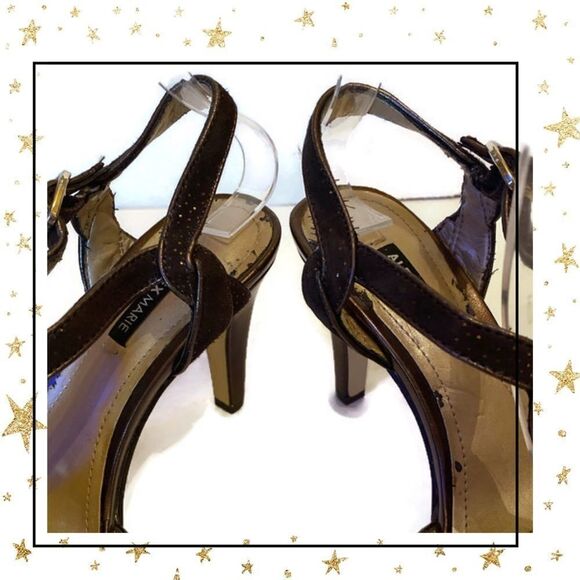 Alex Marie Brown Suede Sparkle Platform Heels 6 - Picture 4 of 6